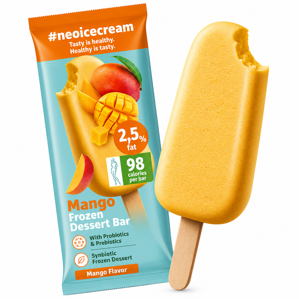 Mango #neoicecream frozen dessert bar, 98 kcal