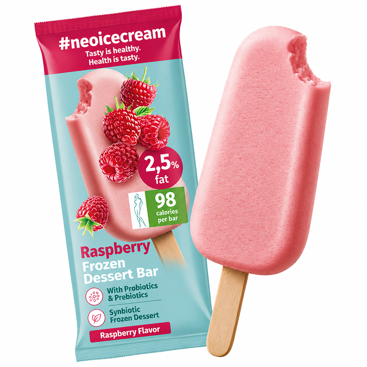 Raspberry #neoicecream frozen dessert bar, 98 kcal